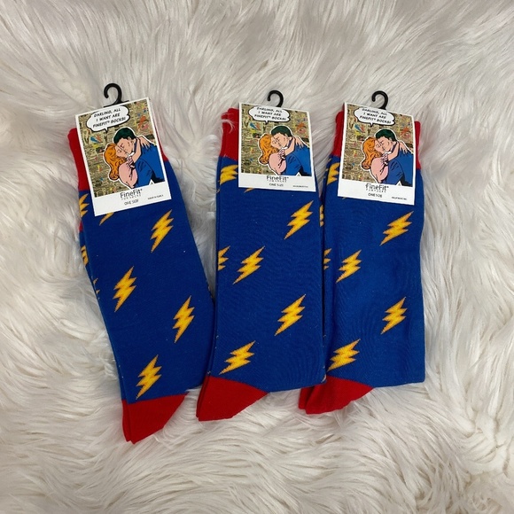 Other - Bundle of Three Blue Lightning Bolt Socks